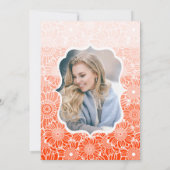 トレンディーオレンストライプジフローラフォト誕生日 招待状 (裏面)