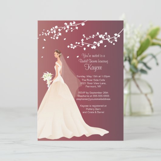 トレンディーオータムクリムゾンブライダルシャワー招待状 招待状 (スタンド正面)