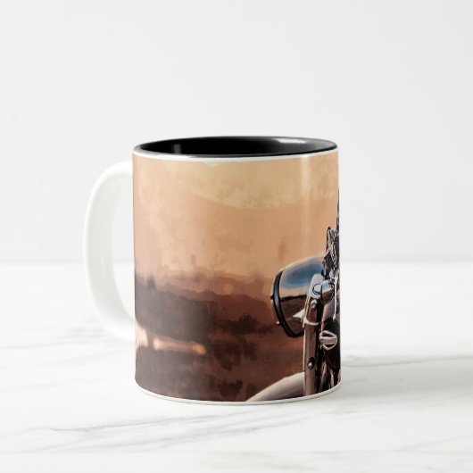 トレンディーオートバイラップツートーンコーヒーマグ ツートーンマグカップ (正面左)