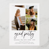 トレンディーカジュアルモダン写真の卒業金ゴールド 箔招待状 (裏面)