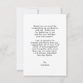 トレンディーカジュアル手書きスクリプト卒業写真 サンキューカード (裏面)