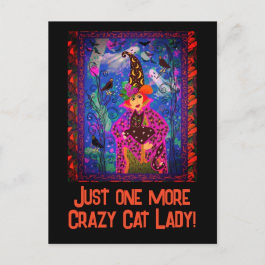 トレンディーカスタマイズキャットレディーウィッチハロウィーン ポストカード (正面)