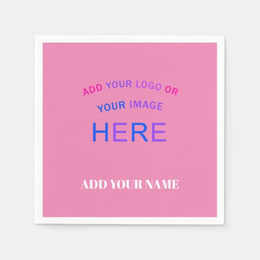 トレンディーカスタマイズパーソナライズされた可能な商標ピンク スタンダードカクテルナプキン (正面)