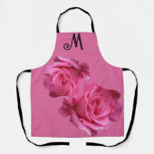 トレンディーカスタマイズ可能なM名ピンクのバラの花フローラ エプロン (正面)