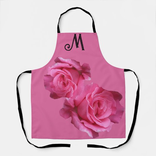 トレンディーカスタマイズ可能なM名ピンクのバラの花フローラ エプロン (正面)