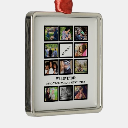 トレンディーカスタムおばあちゃん母の日11フォトコラージュ メタルオーナメント (右)