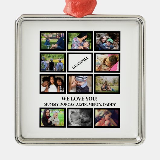 トレンディーカスタムおばあちゃん母の日11フォトコラージュ メタルオーナメント (正面)