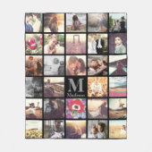 トレンディーカスタムのモノグラム付きフォトグリッド フリースブランケット (正面)