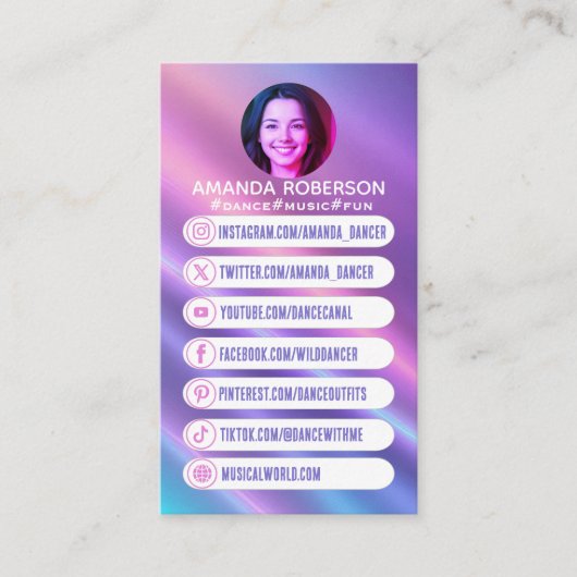 トレンディーカスタムソーシャルメディアのアイコン 名刺 (正面)