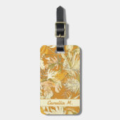 トレンディーカスタムトロピカルリーフイエローモダンアート ラゲッジタグ (正面縦)