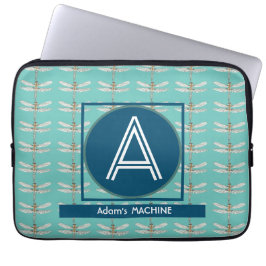 トレンディーカスタム光ティール（緑がかった色）トンボ ラップトップスリーブ