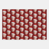 トレンディーカスタム顔フォトサンタハットクリスマス ラッピングペーパーシート (正面3)