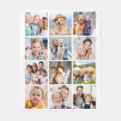 トレンディーカスタム12写真コラージファミリー誕生日 フリースブランケット (正面)