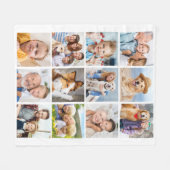 トレンディーカスタム12写真コラージファミリー誕生日 フリースブランケット (正面(横))