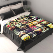 トレンディーカスタムInstaフォトモザイクコラージグリッド フリースブランケット