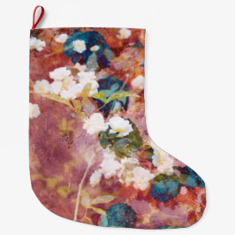 トレンディーカッコいいのの花のパターン ラージクリスマスストッキング