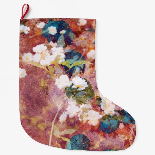 トレンディーカッコいいのの花のパターン ラージクリスマスストッキング (正面)