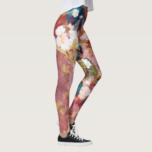 トレンディーカッコいいのの花のパターン レギンス (右)