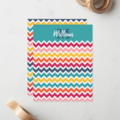 トレンディーカッコいいカラフルカスタムモノグラムシェブロン ノートカード (正面/裏面インサイチュ)