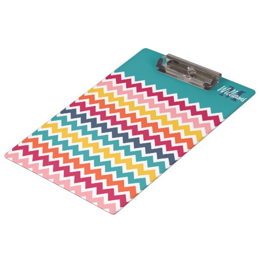 トレンディーカッコいいカラフルカスタムMonogram Chevron クリップボード (アングル)