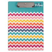 トレンディーカッコいいカラフルカスタムMonogram Chevron クリップボード (正面)