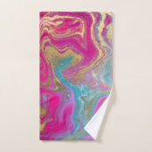 トレンディーカッコいいカラフル金ゴールド大理石パターン バスタオルセット (ハンドタオル)