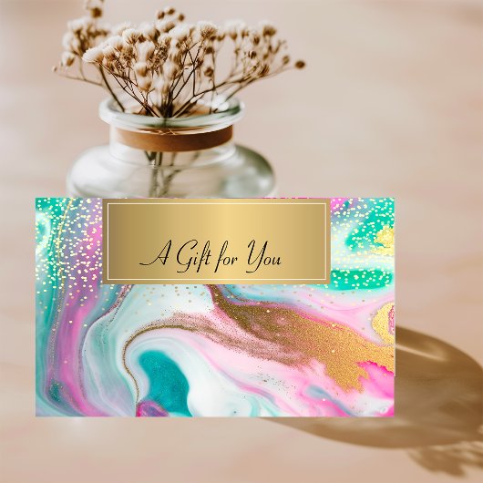 トレンディーカッコいいカラフル金ゴールド大理石紙吹雪 割引カード