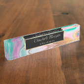 トレンディーカッコいいカラフル金ゴールド デスクネームプレート (側面)