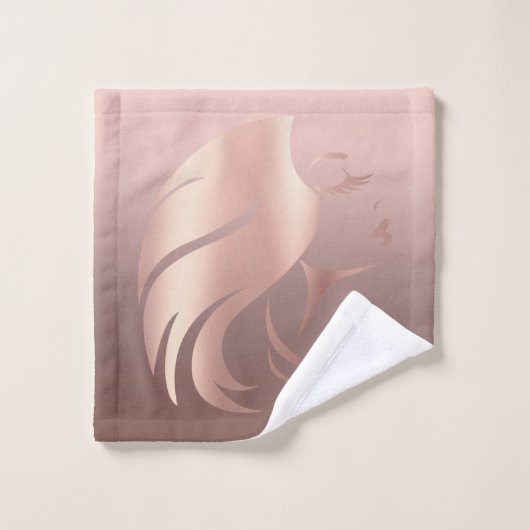 トレンディーカッコいいガール顔シルエット バスタオルセット (ウォッシュタオル)