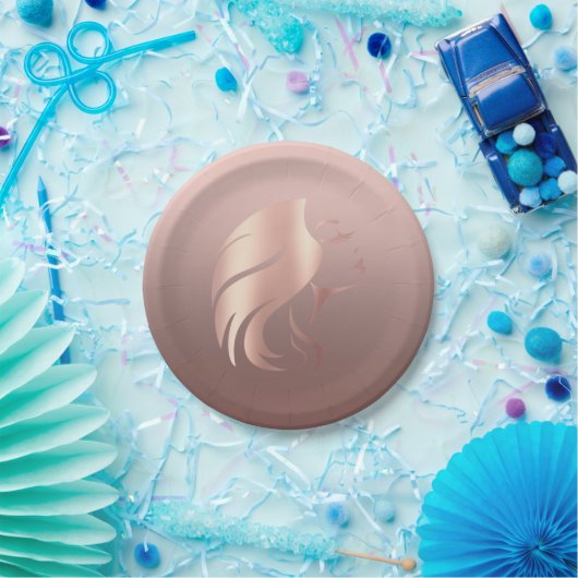 トレンディーカッコいいガール顔シルエット ペーパープレート (パーティー)