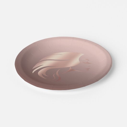 トレンディーカッコいいガール顔シルエット ペーパープレート (アングル)