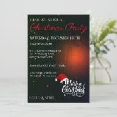 トレンディーカッコいいサンタハット、ブラッククリスマス招待状 招待状 (スタンド正面)