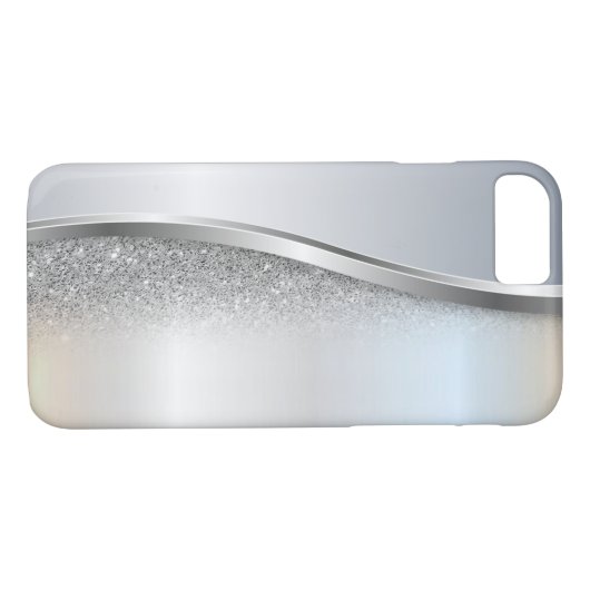 トレンディーカッコいいシルバーグリッター- パーソナライズされた Case-Mate iPhoneケース (裏面(横))