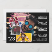 トレンディーカッコいいスマッジ4写真コラージュの卒業式An 案内状 (正面)