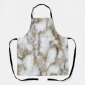 トレンディーカッコいいホワイト金ゴールド大理石テクスチャ エプロン (正面)