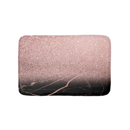 トレンディーカッコいいマーブルストーン、バラ金ゴールドグリッター バスマット (正面)