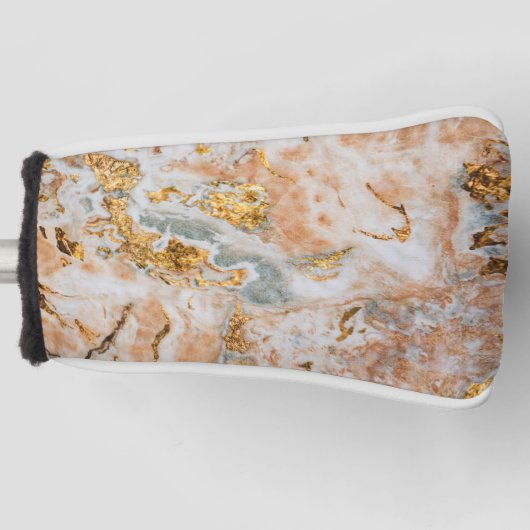 トレンディーカッコいいマーブル金ゴールドTouch ゴルフヘッドカバー (正面)