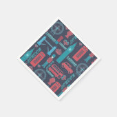 トレンディーカッコいいヴィンテージロンドンイラストレーションパターン スタンダードカクテルナプキン (角)