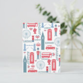 トレンディーカッコいいヴィンテージロンドンイラストレーションパターン ポストカード (スタンド正面)