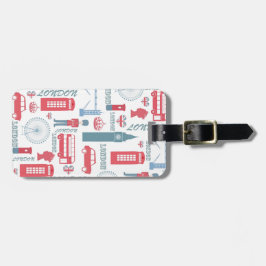トレンディーカッコいいヴィンテージロンドンイラストレーションパターン ラゲッジタグ