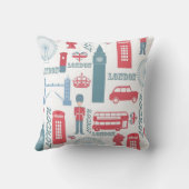 トレンディーカッコいいヴィンテージロンドンランドマークイラストレーション クッション (裏面)