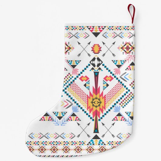 トレンディーカッコいい部族民族幾何学模様 スモールクリスマスストッキング (裏面)