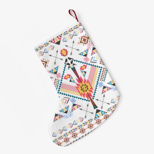 トレンディーカッコいい部族民族幾何学模様 スモールクリスマスストッキング (裏面 (吊り時))