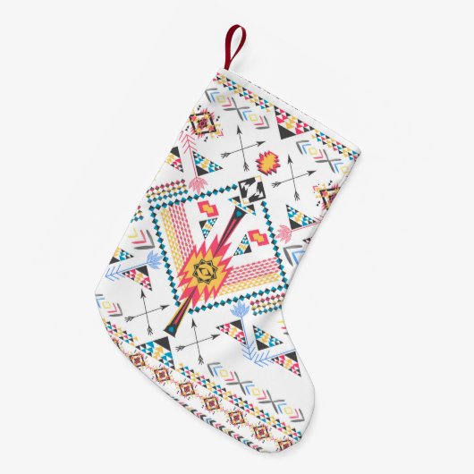 トレンディーカッコいい部族民族幾何学模様 スモールクリスマスストッキング (正面 (吊り時))
