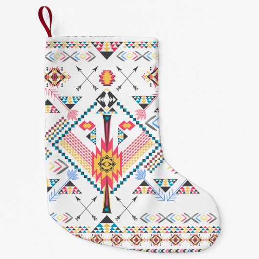 トレンディーカッコいい部族民族幾何学模様 スモールクリスマスストッキング (正面)