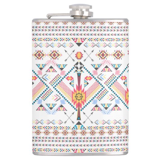 トレンディーカッコいい部族民族幾何学模様 フラスク (正面)
