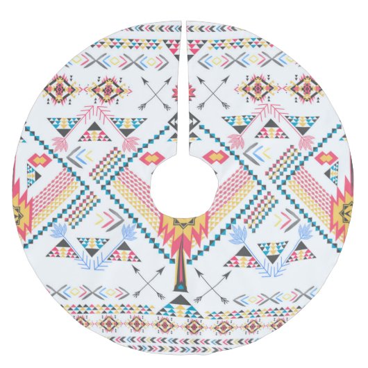 トレンディーカッコいい部族民族幾何学模様 ブラッシュドポリエステルツリースカート (正面)