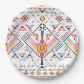 トレンディーカッコいい部族民族幾何学模様 ペーパープレート (正面)