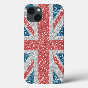 トレンディーカッコいいUKユニオンジャックフラグフェイクグリッター iPhone 13ケース