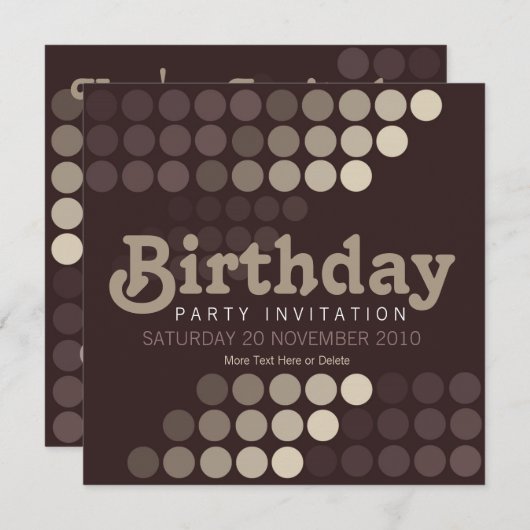 トレンディーカプチーノカフェ誕生日パーティー招待 招待状 (正面/裏面)